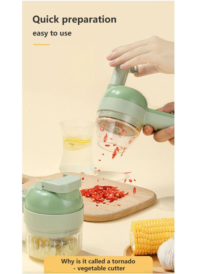 Generic - Multifunctional Handheld Electric Vegetable Slicer 4 In 1 Fruit Carrot Potato Chopper Cutting Machine USB Charging Potato Masher - Image 1