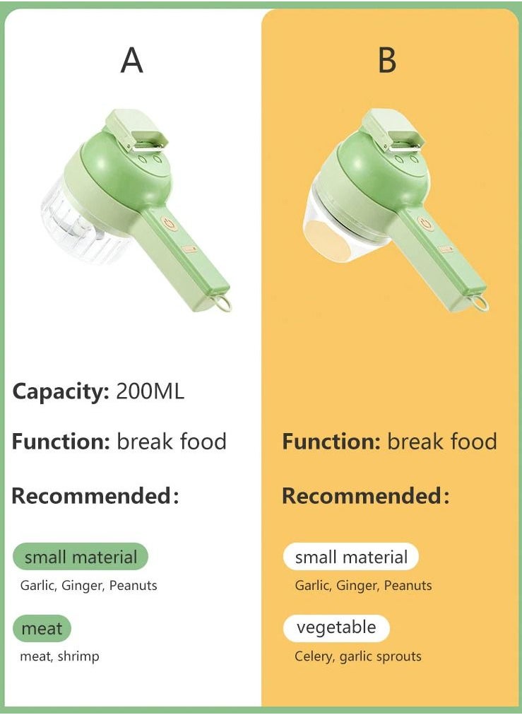 Generic - Multifunctional Handheld Electric Vegetable Slicer 4 In 1 Fruit Carrot Potato Chopper Cutting Machine USB Charging Potato Masher - Image 1