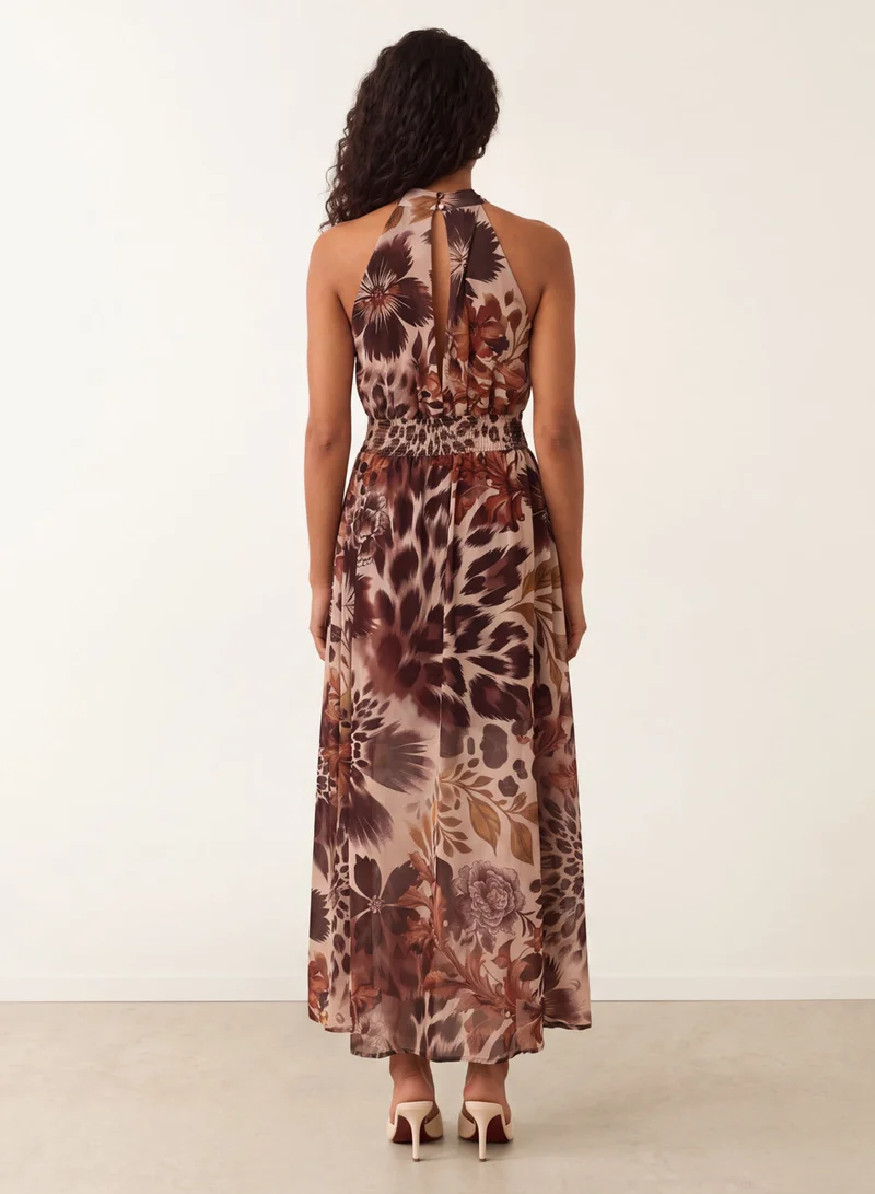 بلو فانيلا Georgette Printed Halterneck Occasion Dress