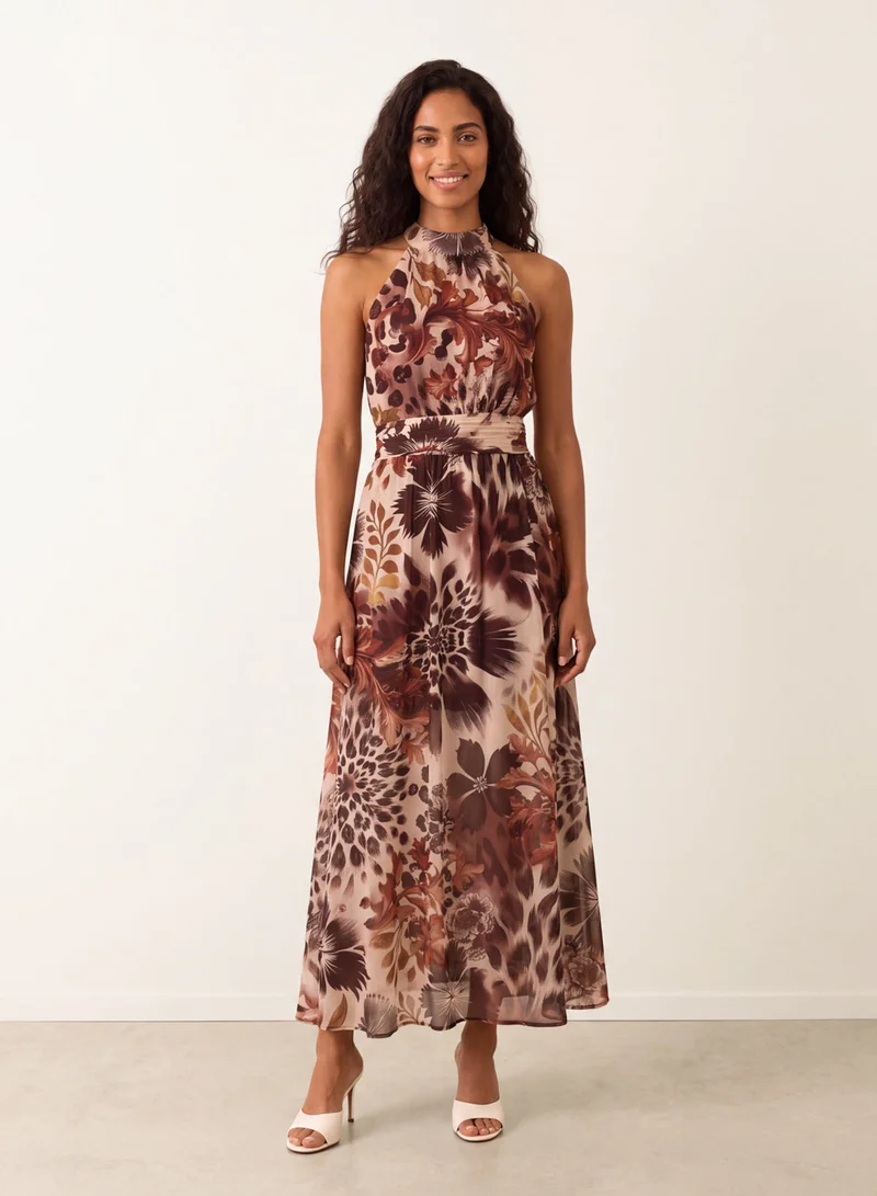 بلو فانيلا Georgette Printed Halterneck Occasion Dress