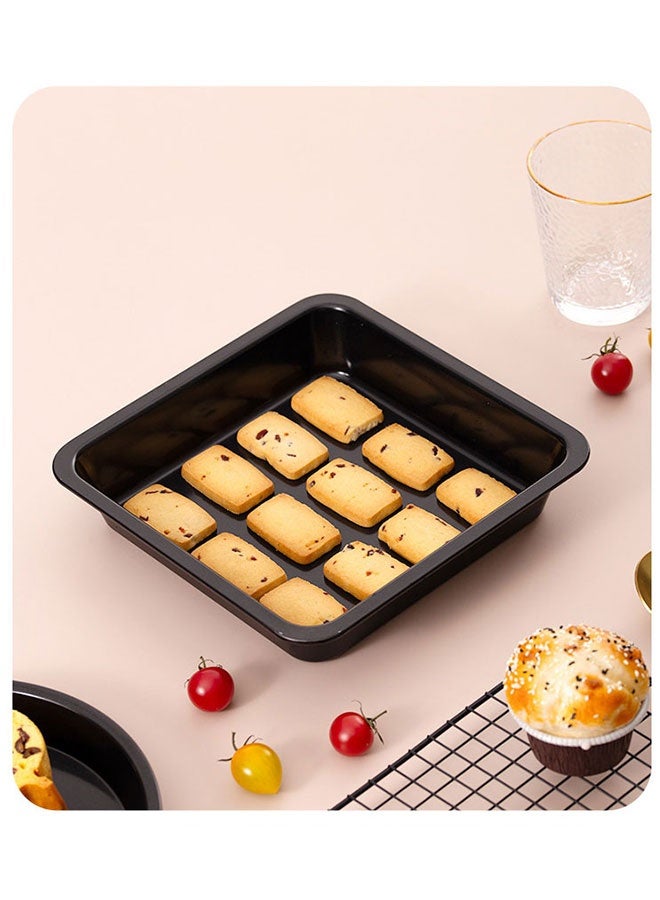 5 Pcs Baking Pans Set, Carbon Steel Oven Baking Tools, Easy Release Kitchen Baking Sheets, Metal Oven Baking Sets, Nonstick Baking Sheet Oven Trays Bakeware Set with Round/Square Cake Pan, 6-Cup Muffin Pan, Loaf Pan, Pizza Tray, Pizza Pan, Cake Tin, Cake Tray, Cookie Sheet Set Baking Supplies (Black) - Image 4