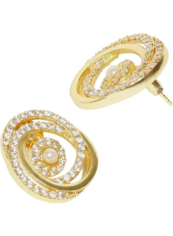 VOYLLA VOYLLA pearlyyy White Earrings, Onesize, Brass, No Gemstone