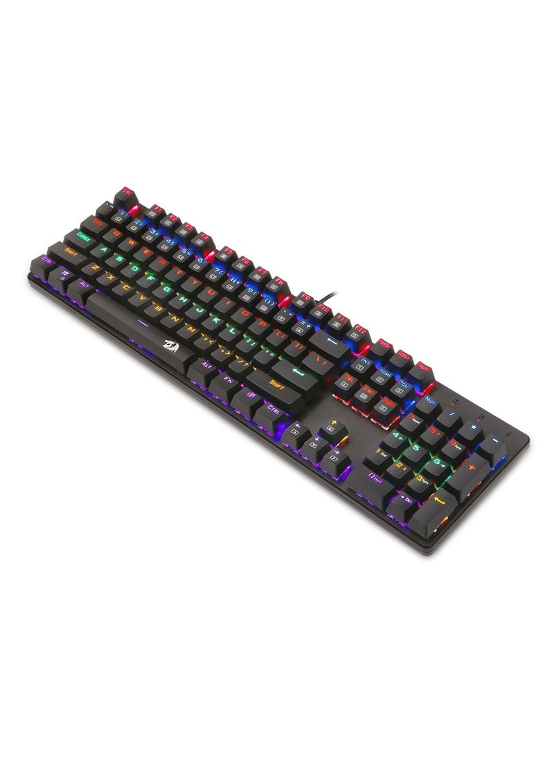 REDRAGON - Redragon K208 Mechanical Keyboard with Rainbow Backlight Conflict Free 104 Keys Wired USB Gaming Keyboard with Blue Switch - Image 1