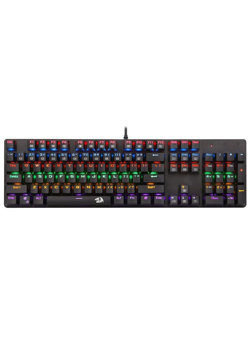 REDRAGON - Redragon K208 Mechanical Keyboard with Rainbow Backlight Conflict Free 104 Keys Wired USB Gaming Keyboard with Blue Switch - Image 1