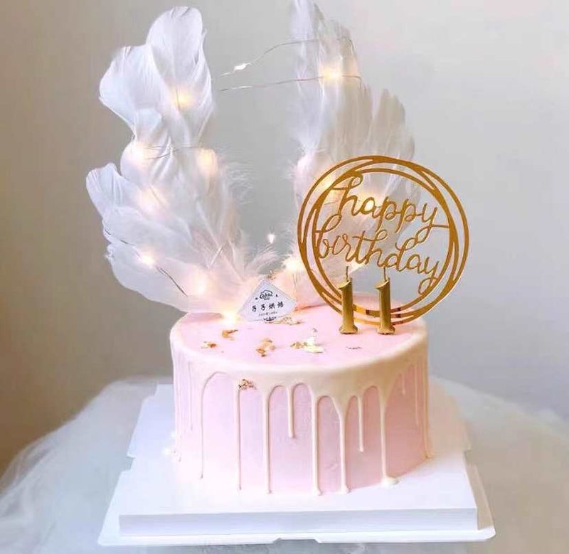 Cake Decoration Colorful Feather Lamp String Birthday Cake Decoration Feather Lamp Combination Birthday Plug - Image 5