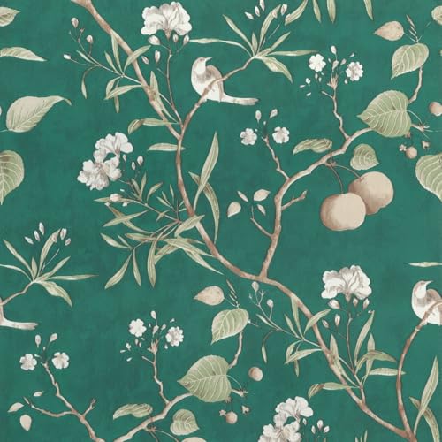 Nimbose® Floral Wall Stickers, Flower, Trees & Birds Wall Sticker On Green Background, Nature Themed Self-Adhesive Wallpapers, Garden Stickers for Home (45x500 cm) - Image 1