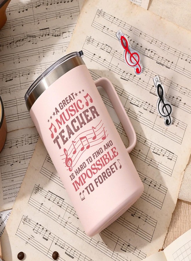 Lifecapido Music Teacher Gifts, 20oz Coffee Mug with Keychain Musical Note Clip, Birthday Music Teacher Appreciation Gifts for Women, Rose Quartz - Image 4