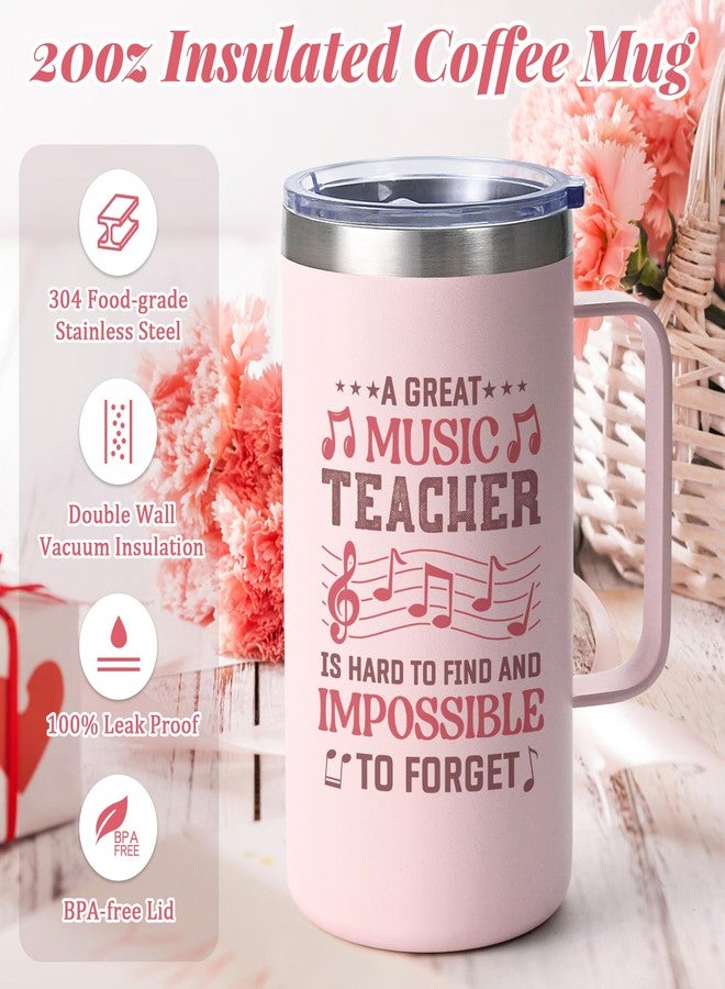 Lifecapido Music Teacher Gifts, 20oz Coffee Mug with Keychain Musical Note Clip, Birthday Music Teacher Appreciation Gifts for Women, Rose Quartz - Image 5