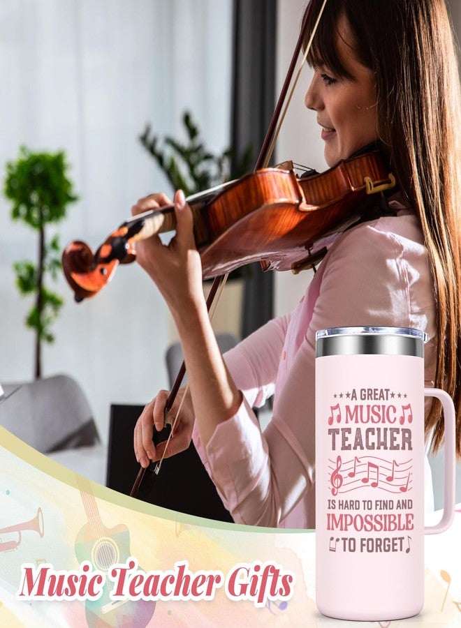 Lifecapido Music Teacher Gifts, 20oz Coffee Mug with Keychain Musical Note Clip, Birthday Music Teacher Appreciation Gifts for Women, Rose Quartz - Image 2