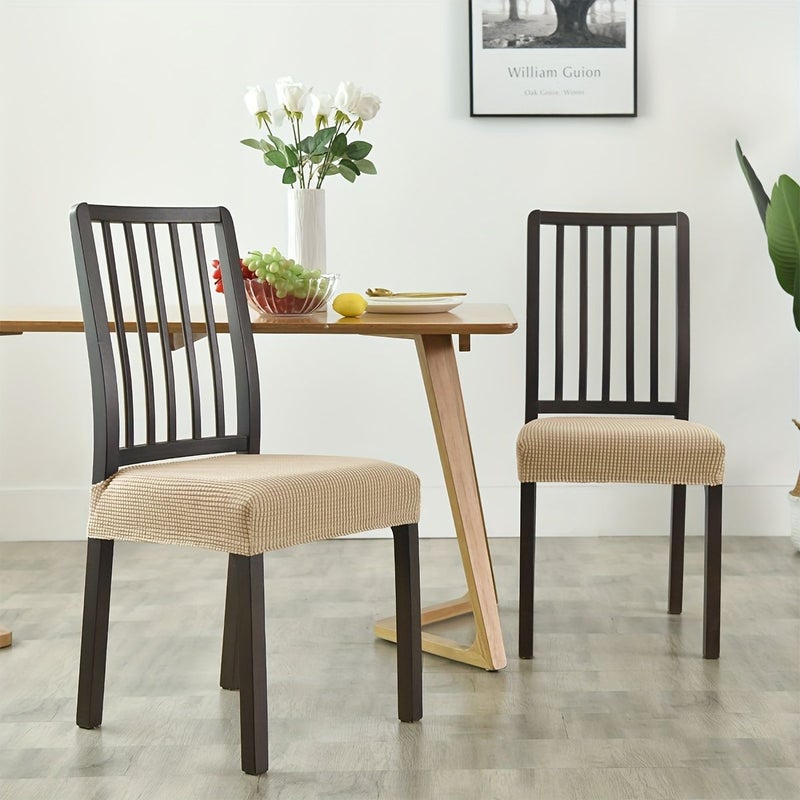 6 Pack Dark Gray Velvet Dining Chair Covers with Elastic Headrest for Home - Image 2