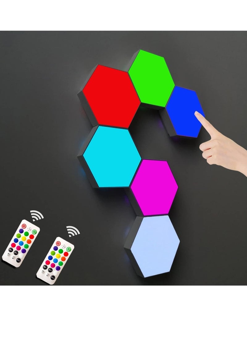 ELTRAZONE Remote Control Hexagon Wall Light,Smart Wall-Mounted Touch-Sensitive DIY Geometric Modular Assembled RGB led Colorful Light with USB-Power,Used in Bedroom, - Image 1