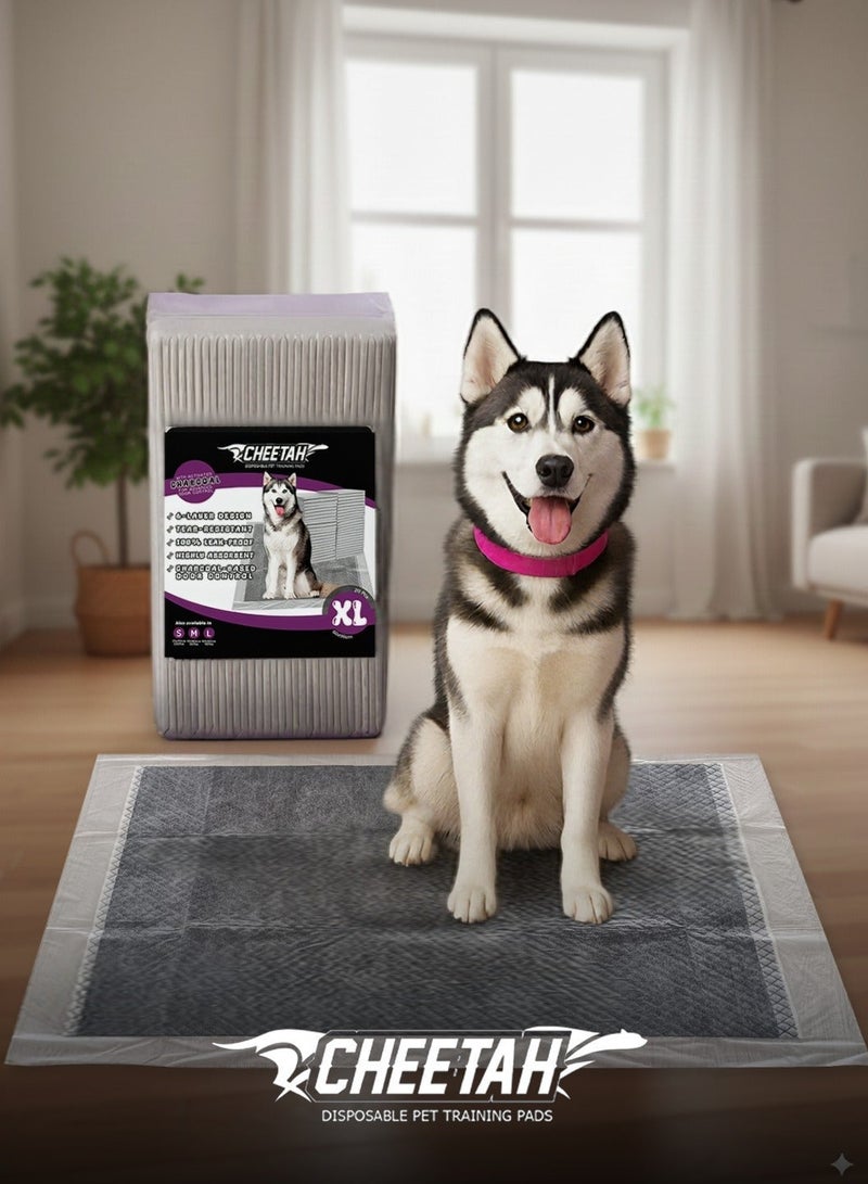CHEETAH Disposable Pet Training Pads / Puppy Pads / Pee Pads – Activated Charcoal 6-Layer 100% Leak-Proof, Ultra-Absorbent, Tear-Resistant, Odor Control, Quick-Dry, No Paw Tracking, Grey Color, Available in S (35x45), M (45x60), L (60x60), XL(60x90) - Image 5