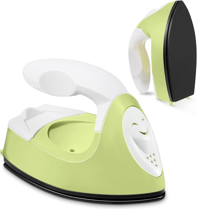 Honoson Mini Craft Iron Mini Heat Press Small Iron 3.93 x 2.36 x 2.76 in Portable Handy Tiny Flatiron with Charging Base Accessory for Fuse Bead Patch DIY Heat Transfer Vinyl(Fruit Green) - Image 1