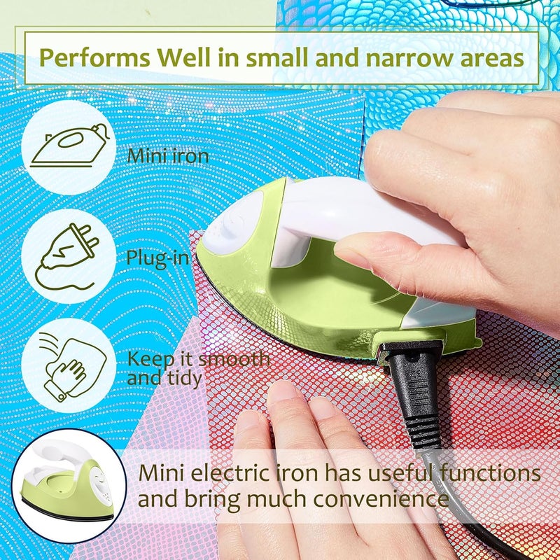 Honoson Mini Craft Iron Mini Heat Press Small Iron 3.93 x 2.36 x 2.76 in Portable Handy Tiny Flatiron with Charging Base Accessory for Fuse Bead Patch DIY Heat Transfer Vinyl(Fruit Green) - Image 5