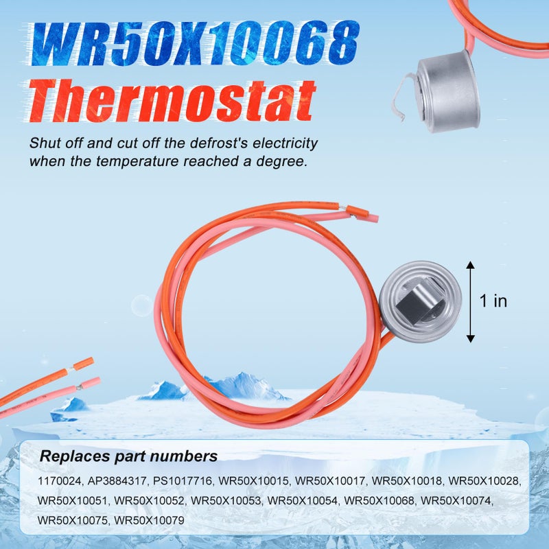 M Motico WR51X10055 Refrigerator Defrost Heater Kit, WR55X10025 Refrigerator Temperature Sensor, WR50X10068 Defrost Thermostat Compatible with General Electric Hotpoint Refrigerators - Image 3