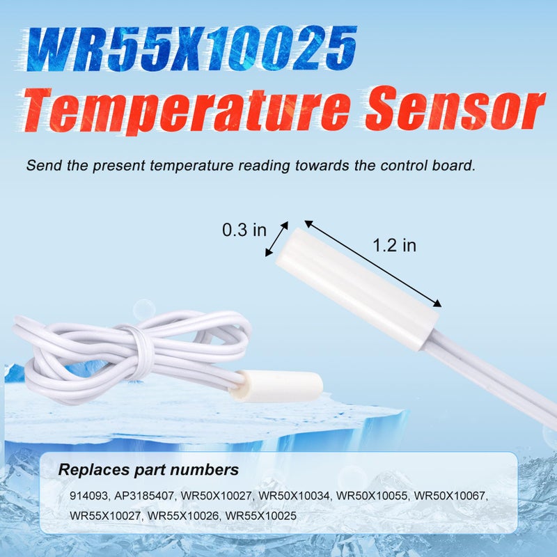 M Motico WR51X10055 Refrigerator Defrost Heater Kit, WR55X10025 Refrigerator Temperature Sensor, WR50X10068 Defrost Thermostat Compatible with General Electric Hotpoint Refrigerators - Image 4