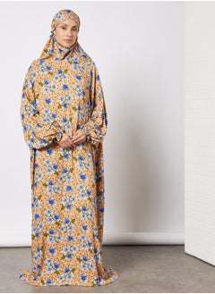 Praying Dress With Floral Prints And With Attached Veil