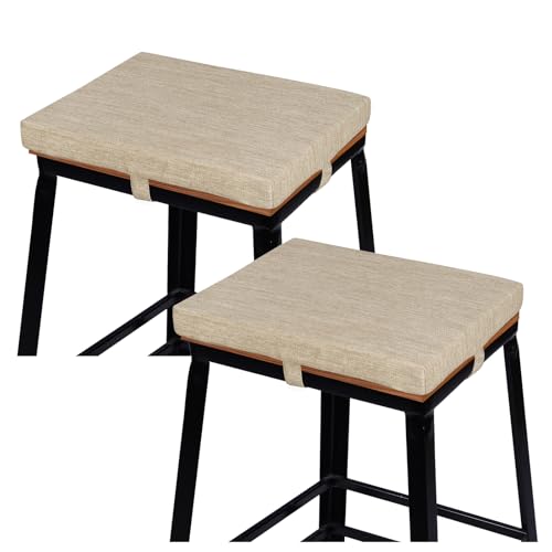 baibu Set of 2 Memory Foam Rectangle Bar Stool Cushions DualLayer NonSlip Dining Chair Pads Kitchen Bench Stool Cushions with Machine Washable Cover Only 2 Pads Beige 15711815in - Image 1