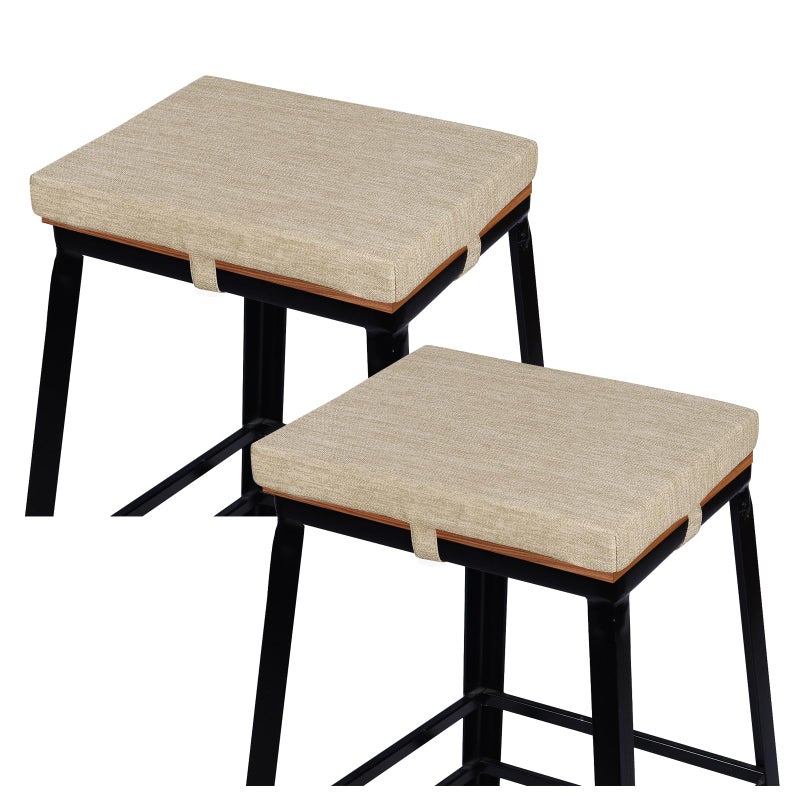 baibu Set of 2 Memory Foam Rectangle Bar Stool Cushions DualLayer NonSlip Dining Chair Pads Kitchen Bench Stool Cushions with Machine Washable Cover Only 2 Pads Beige 15711815in - Image 2