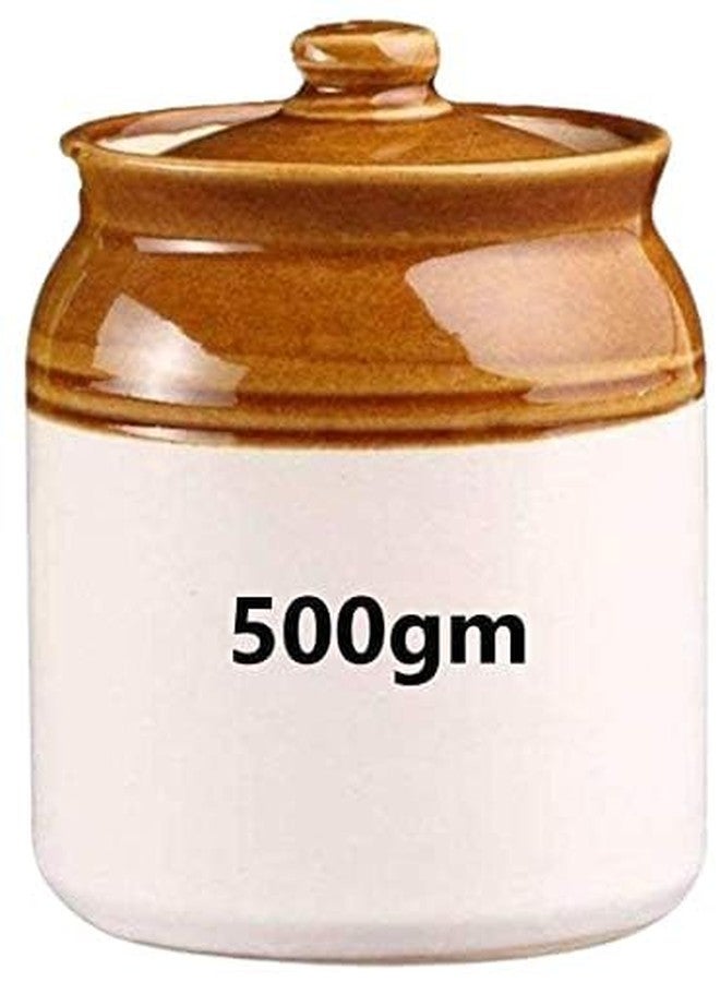 SHRIYAM CRAFT طقم برطمانات مخلل سيراميك من شريام كرافت مع غطاء - 500 مل، قطعتان، متعدد الألوان - Image 2