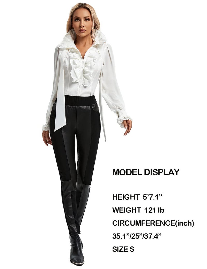 SUPLEAP Women Victorian Renaissance Pirate Shirt Gothic Vampire Medieval Tops (White, X-Large) - Image 5