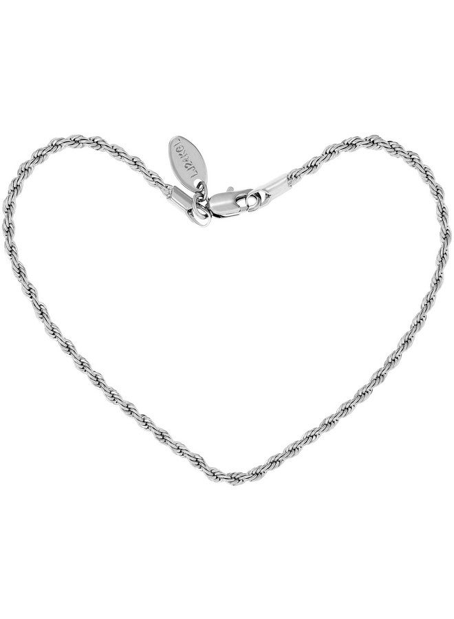 Lifetime Jewelry 2Mm Rope Chain Anklet For Women & Men 24K Gold Plated Bracelet (White Gold 11 Inches)  - Image 1