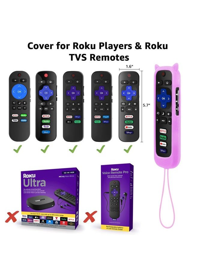 SOTATOO 3Pack Cover for Roku Remote Compatible with Hisense/TCL Roku TV Steaming Stick/Express, Silicone Protective Controller Universal Sleeve Skin Glow in The Dark Purple Blue Pink - Image 2