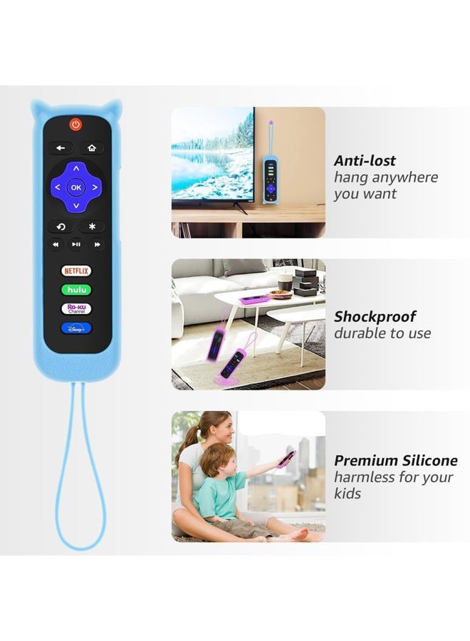 SOTATOO 3Pack Cover for Roku Remote Compatible with Hisense/TCL Roku TV Steaming Stick/Express, Silicone Protective Controller Universal Sleeve Skin Glow in The Dark Purple Blue Pink - Image 4