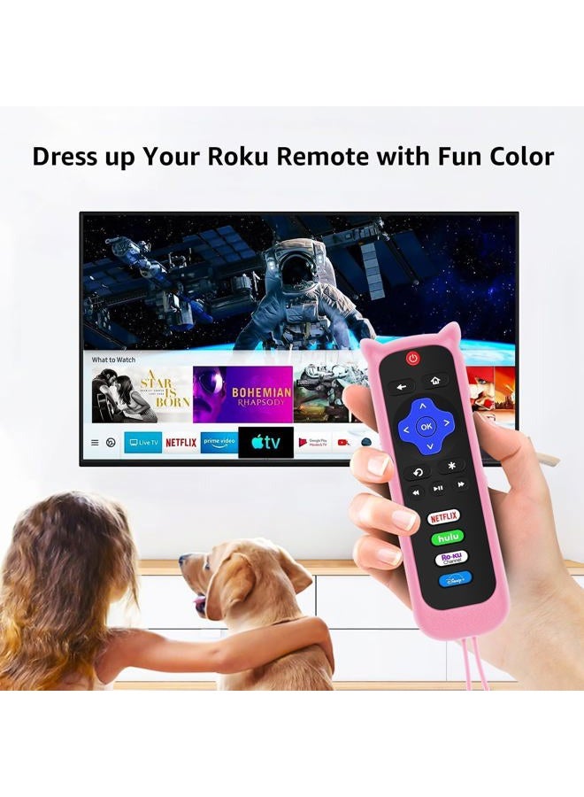 SOTATOO 3Pack Cover for Roku Remote Compatible with Hisense/TCL Roku TV Steaming Stick/Express, Silicone Protective Controller Universal Sleeve Skin Glow in The Dark Purple Blue Pink - Image 3