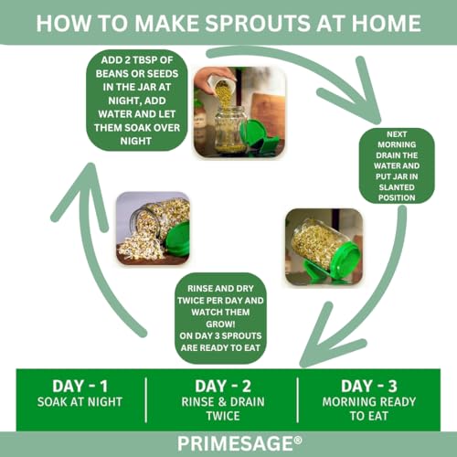 PRIMESAGE® Sprout Maker Sprout Jar Sprouts Maker Sprouts Maker Jar Sprout Maker Jar Sprouting | 700 ML - Image 3