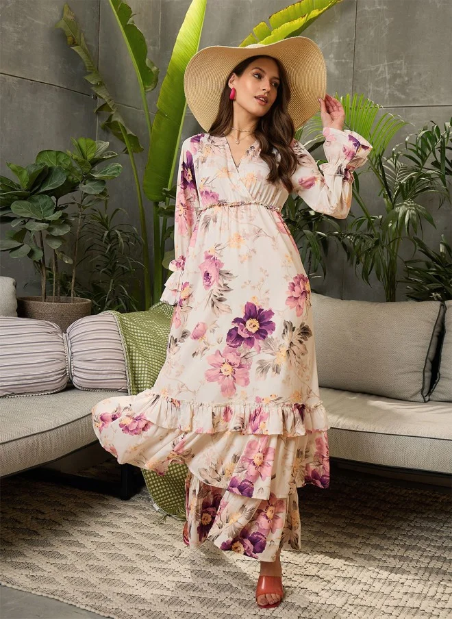 ساسافراس Floral Print Georgette Maxi Dress for Women