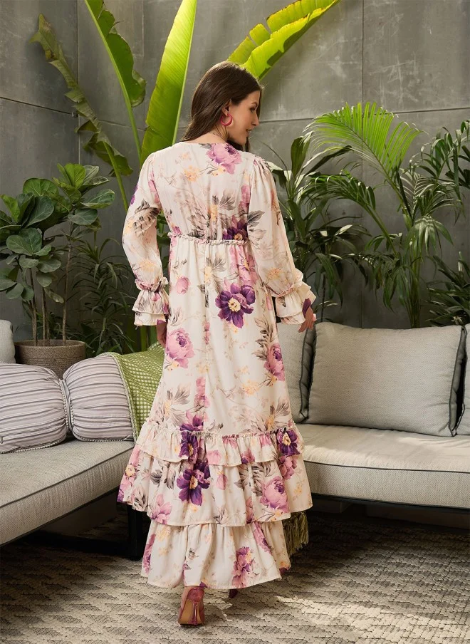ساسافراس Floral Print Georgette Maxi Dress for Women