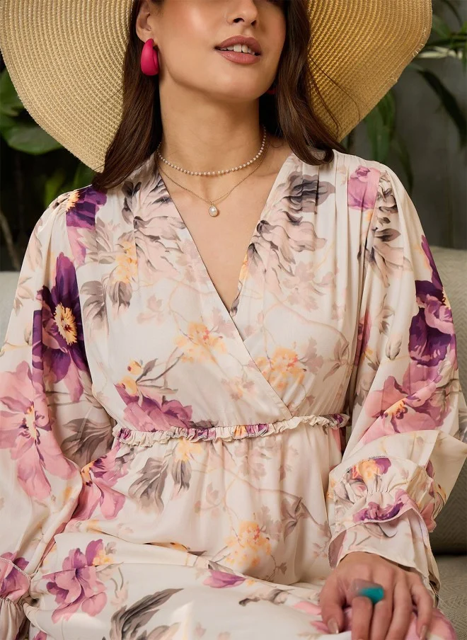 ساسافراس Floral Print Georgette Maxi Dress for Women