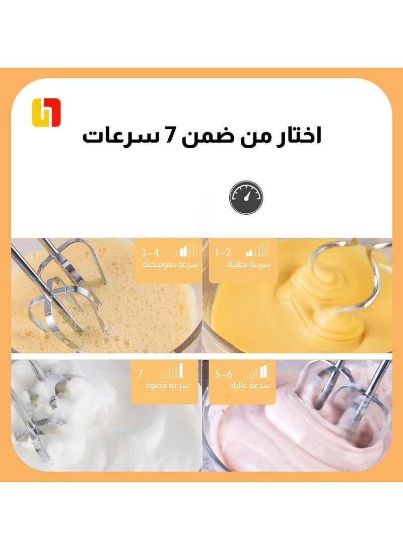 مضرب بيض كهربائي 600 وات مزود ب 5 سرعات من جاماكى استانيلس ستيل - jmk 6014، فضي  - Image 4