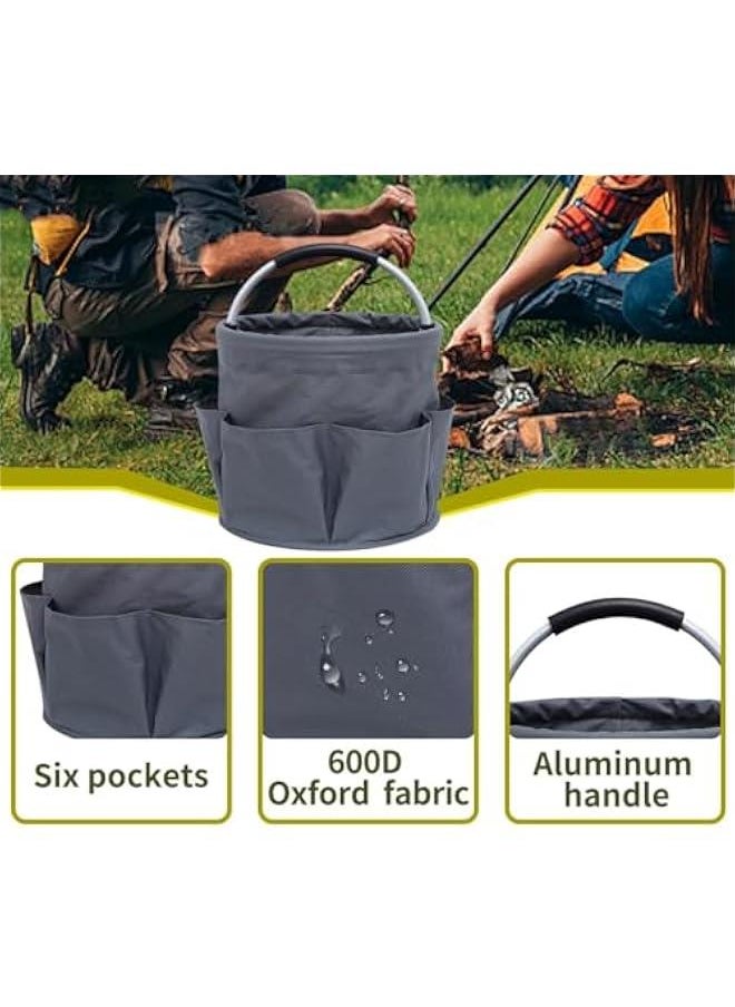 HOOKOR - Tool Organizers Bag 17L collapsible Tool Bag Laundry Organizer Outdoor Camping Garden Harvest Basket Home Bathroom Storage Bath Wash Bag (Grey) - Image 1