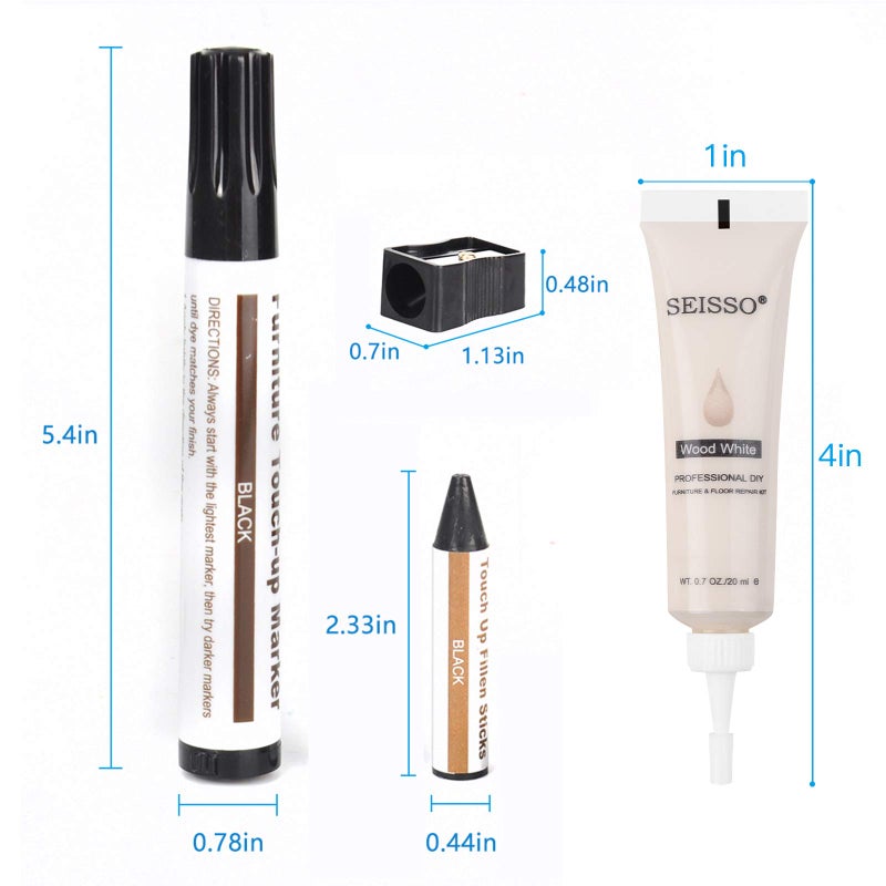 SEISSO Wood Furniture Repair Kit - Set of 42 Hardwood Laminate Vinyl Floor Repair Kit Wood Fillers, Markers and Wax Sticks - Used for Cover Ups Scratches, Stains, Holes for Table, Door, Cabinet - Image 2