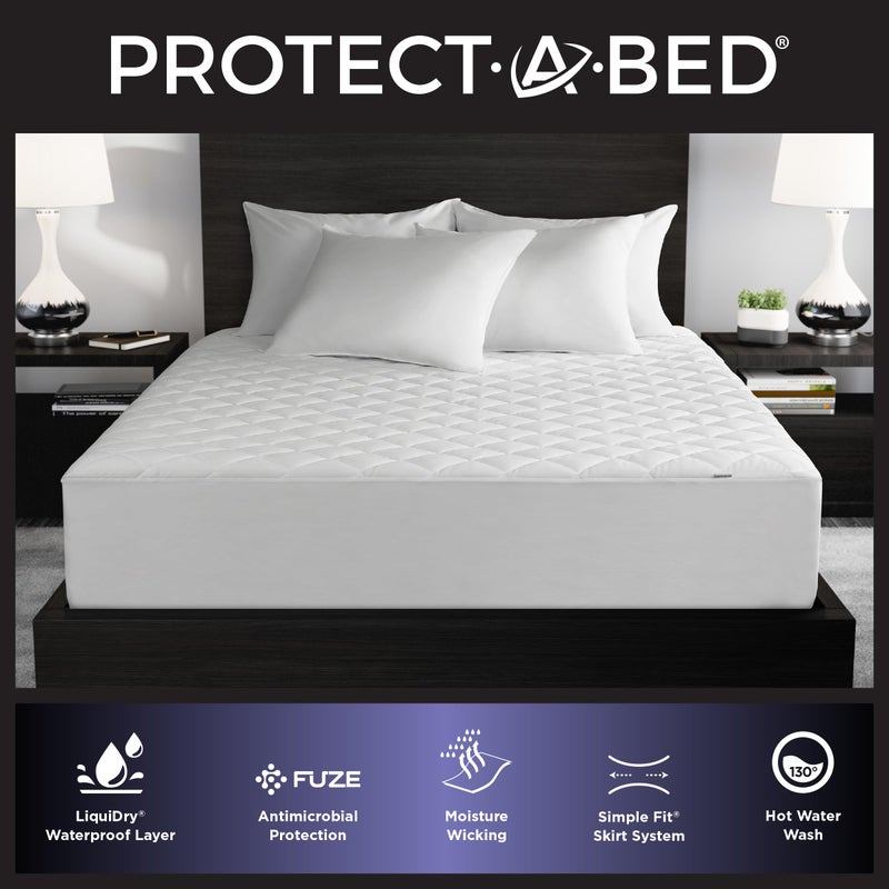 Protect-A-Bed حماية السرير وسادة مرتبة أساسية كاملة، 100% مقاومة للماء، حاجز ضد عث الغبار، وسادة مرتبة قابلة للتنفس وصامتة، مضادة للميكروبات، تناسب المراتب من 11" إلى 18" - Image 2