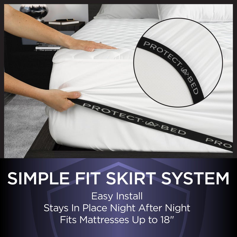 Protect-A-Bed حماية السرير وسادة مرتبة أساسية كاملة، 100% مقاومة للماء، حاجز ضد عث الغبار، وسادة مرتبة قابلة للتنفس وصامتة، مضادة للميكروبات، تناسب المراتب من 11" إلى 18" - Image 3
