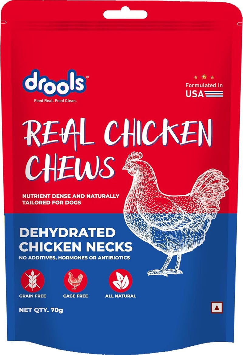 Drools Real Chicken Chews - Dehydrated Chicken Necks for Dogs 70g - Image 1