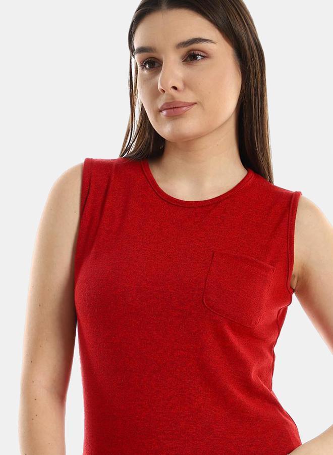 kady Jamila Women Side Pocket Tank Top With Flare Solid Pants ,red-XXL- Oversized Fit - Image 4