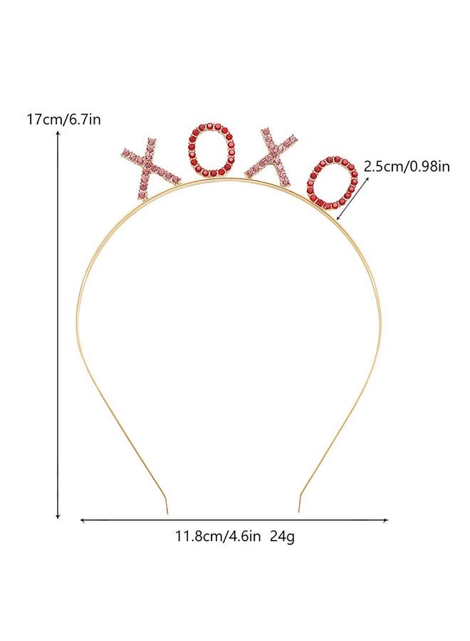 Soochat أطواق رأس عيد الحب مزينة بالأحجار الكريمة Xoxo طوق شعر لامع Xo لعيد الحب زفاف خطوبة إكسسوارات شعر - Image 2