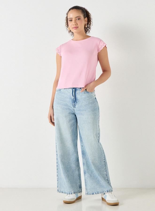 لي كوبر تيشرت مضلّع بأكمام كاب من لي كوبر - Image 2