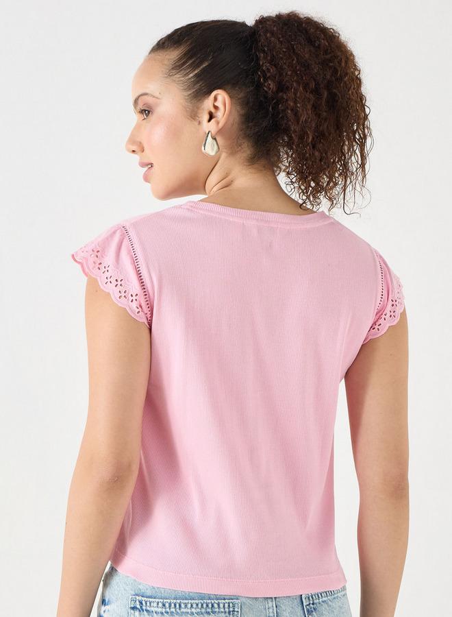 لي كوبر تيشرت مضلّع بأكمام كاب من لي كوبر - Image 3