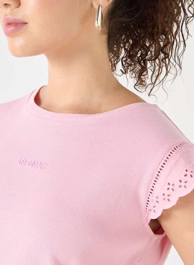 لي كوبر تيشرت مضلّع بأكمام كاب من لي كوبر - Image 4