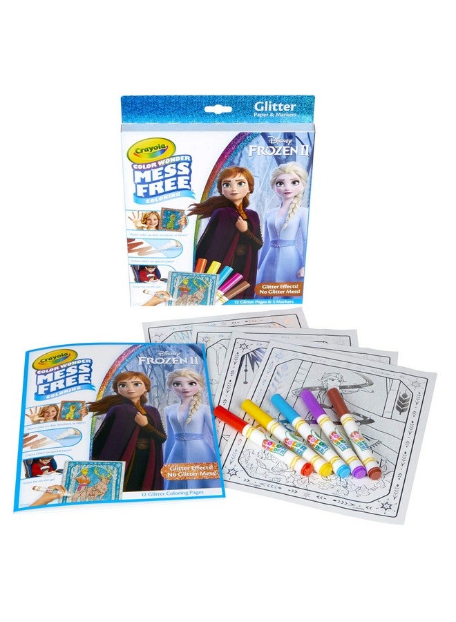 Crayola مجموعة ألوان كرايولا فروزن 2 بتأثيرات اللمعان، تلوين بدون فوضى، هدية للأطفال، 3، 4، 5، 6 - Image 1