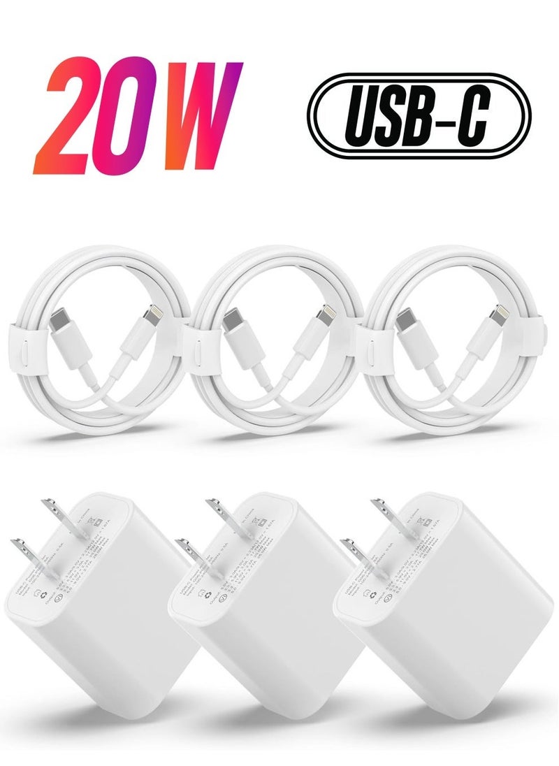 ELTRAZONE - USB C Charger iPhone Charger Fast Charging【MFi Certified】3Pack 20W Type C Wall Charger Block with 6FT Long USB C to Lightning Cable Compatible for iPhone 14Pro/13 Pro/12/12 Pro Max/11/XS Max/XS/XR/X/8 - Image 1
