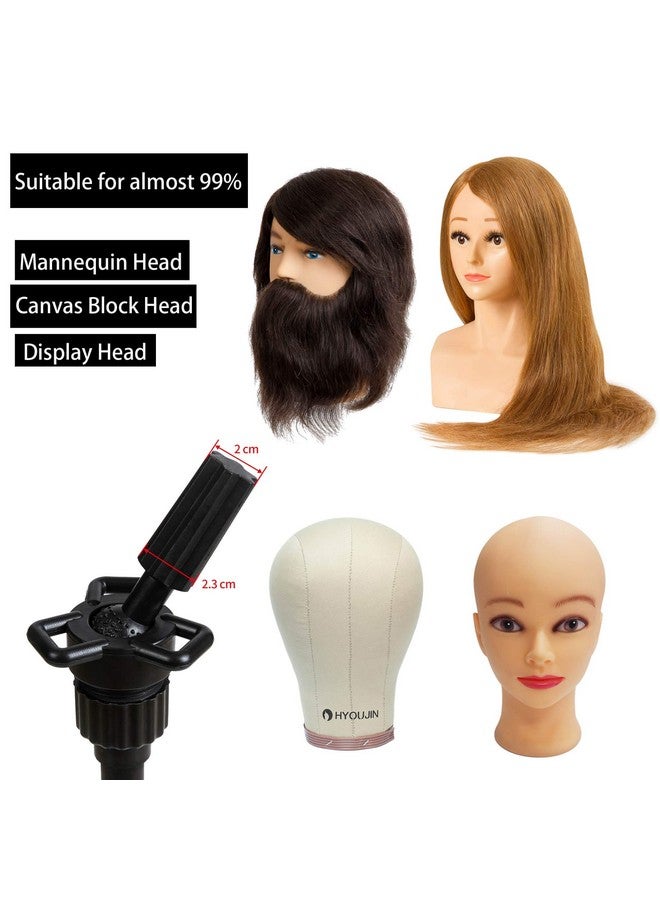 Hyoujin HYOUJIN Wig Head Stand,Wig Stand Tripod Mannequin Head Stand Metal Adjustable Holder for Mannequin Head,Manikin Head,Training Head,Canvas Block Head with Wig Caps,T-Pins,Carry Bag 35.4-52.4 in(Black) - Image 2