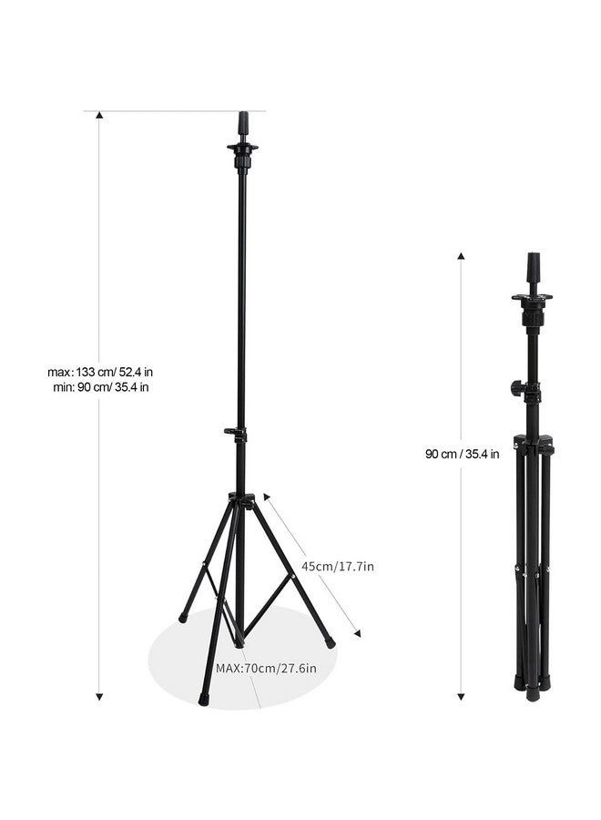 Hyoujin HYOUJIN Wig Head Stand,Wig Stand Tripod Mannequin Head Stand Metal Adjustable Holder for Mannequin Head,Manikin Head,Training Head,Canvas Block Head with Wig Caps,T-Pins,Carry Bag 35.4-52.4 in(Black) - Image 4