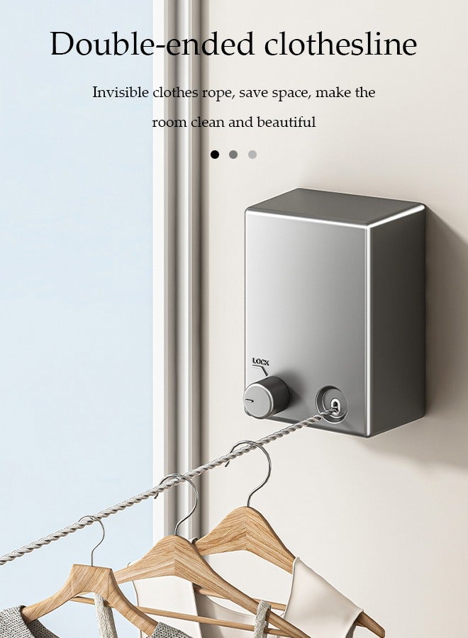 DUNISO Retractable clothesline, indoor stainless steel invisible wall hanging rope, dual head dual purpose laundry rope, can withstand 20kg,suitable for living room, balcony, bedroom, outdoor  - Image 3