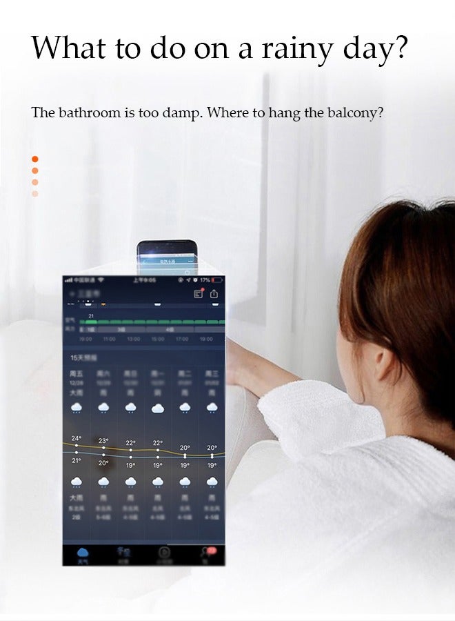 DUNISO Retractable clothesline, indoor stainless steel invisible wall hanging rope, dual head dual purpose laundry rope, can withstand 20kg,suitable for living room, balcony, bedroom, outdoor  - Image 5